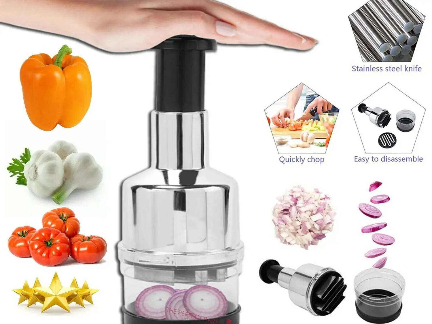 Vegetable Fruit Salad Onion Garlic Food Hand Chopper Cutter Slicer Peeler Dicer