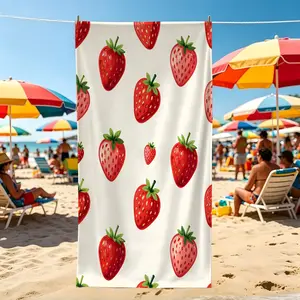 1Pcs Fruit Print Beach Towel, Multiple Styles, Quick Dry & Absorbent Microfiber Towel, Lightweight Sand-Free Beach Blanket for Swimming Pool & Beach, Suitable for All People, Ideal Gift Choice