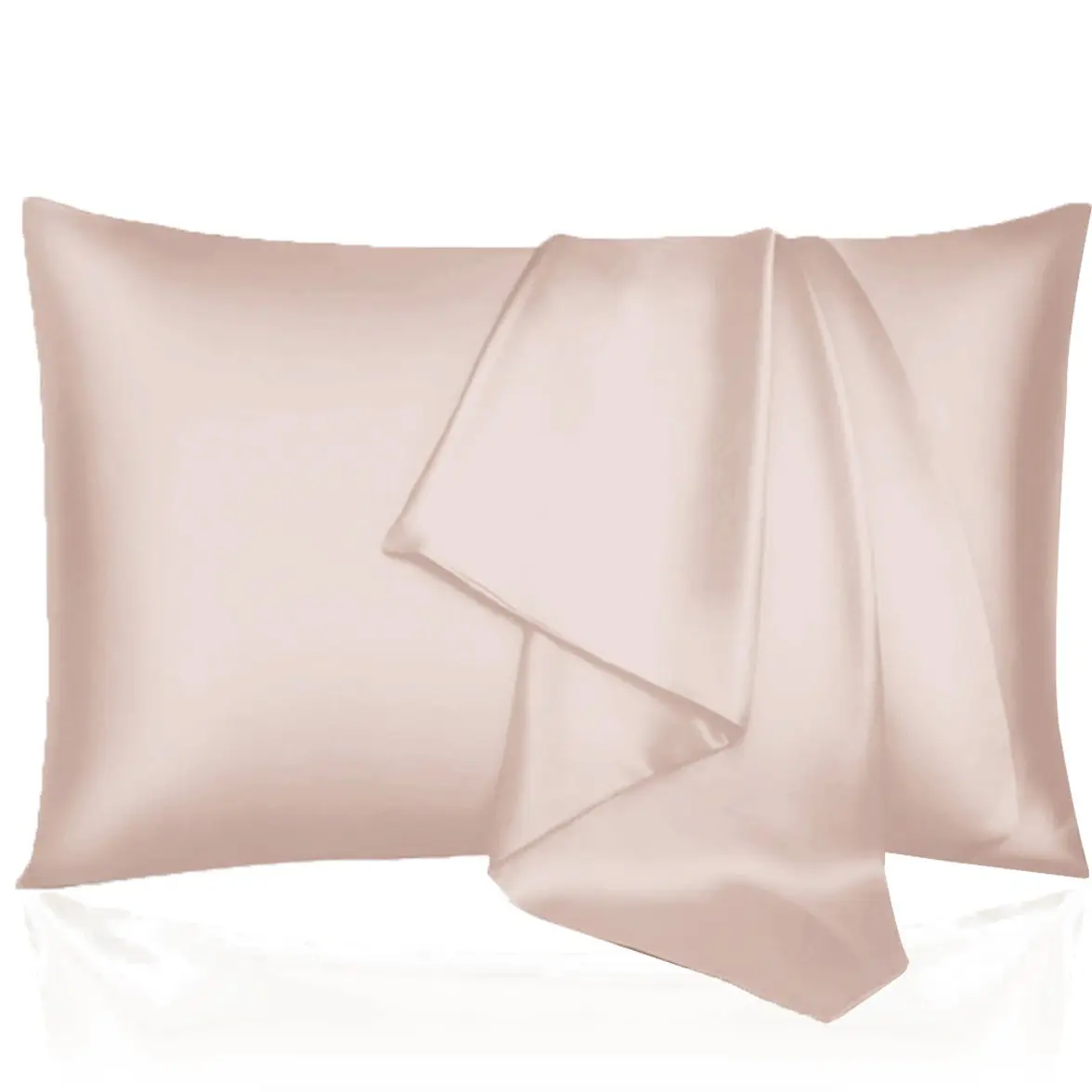 2-Pack Solid Color Satin Polyester Pillowcases, Without Pillow Insert,  Silky Smooth & Cool Pillowcases for Both Men and Women, Hair & Skin Friendly, Luxury Bedding, All-Year Available