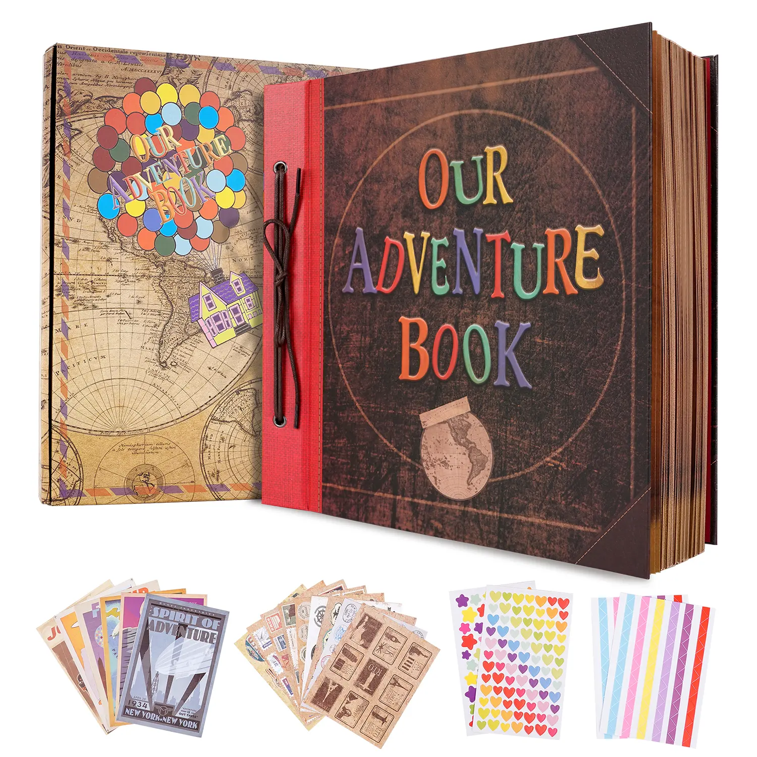 Our Adventure Book photo album book 60 Page Scrapbook 3D Vintage Embossed Letter Cover, Travel Diary Couple Memory Book Decor Mother's Day, anniversary gift