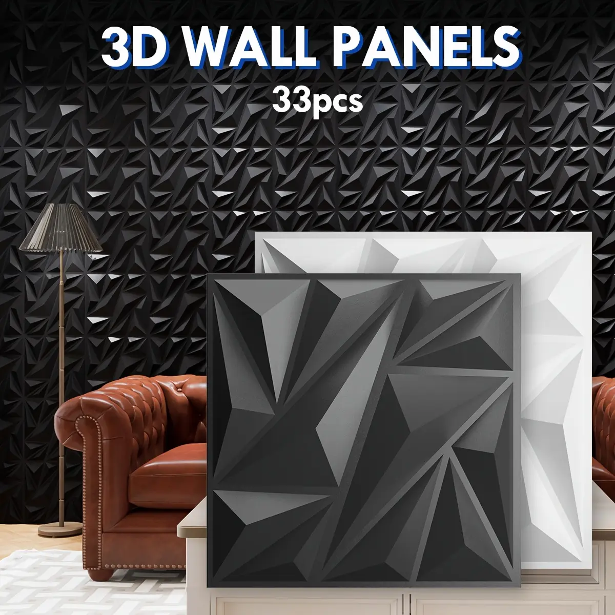 33pcs 3D Wall Panels, TextureVue PVC Wall Panels for Interior Wall Decor, 11.8"x11.8" (30cmx30cm), for Interior Wall Decor In Living Room, Bedroom, Kitchen Room, TV Background, Feature Wall Decoration