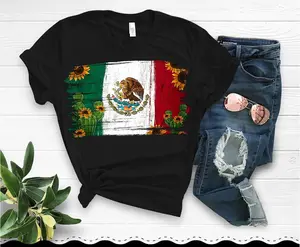 Mexican Flag with Cactus Sunflower Shirt, Mexican Flag Shirt, Mexicana Tee, Cactus Shirt Cotton Menswear Casual Classic