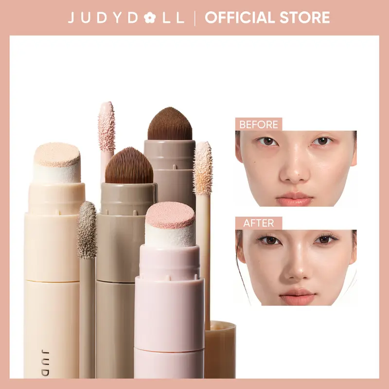 JUDYDOLL Liquid Contour & Liquid Highlighter, Face Sculpting Liquid Highlighter & Contour With Brush, Anti-Smudge & Brightening, Fair Complexion, Long-Lasting, Cosmetic, Bronzer, All Skin Tones, Multicolor, Refresh Look,back to school