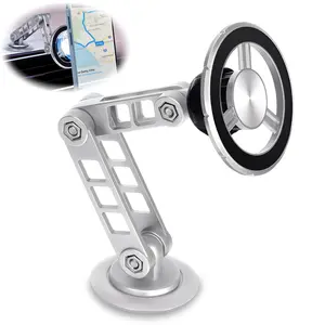 Upgraded Phone Holder, Ultra-Thin Magnetic Car Mount, 360° Rotatable, Minimalist Design for Office, Home & Car Use, Cell Phone Car Mount, Cell Phone Mounts (Gray & Silver)