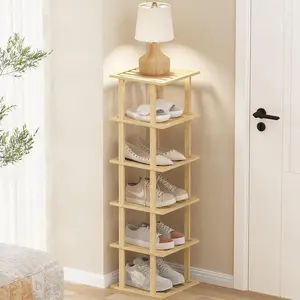 Bamboo Shoe Rack Slim Vertical Space Saving Shoe Organizer Shelf Entryway Closet Storage