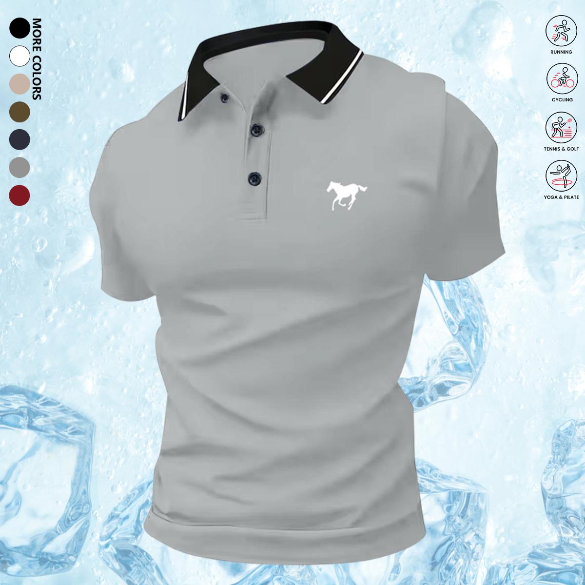 Business Casual Men's Polo Shirt, Classic Solid Shortsleeve Top, Comfortable Button-Up Menswear, Button-Up Fabric