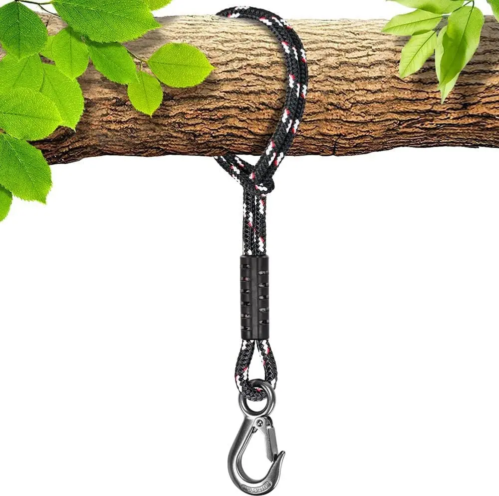 Sports Tree Swing Rope, 39 inch, Hammock Tree Swing Hanging Strap, Heavy Duty Hook, for Indoor Outdoor Swing Hammock Playground Set Accessories, 1 Pcs, Black