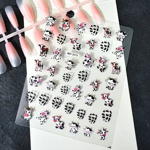 2pcs Cute Dancing Cow Nail Art Stickers, Adorable Small Cow Design, DIY or Salon Use, Non-Toxic Nail Art Supplies for Women