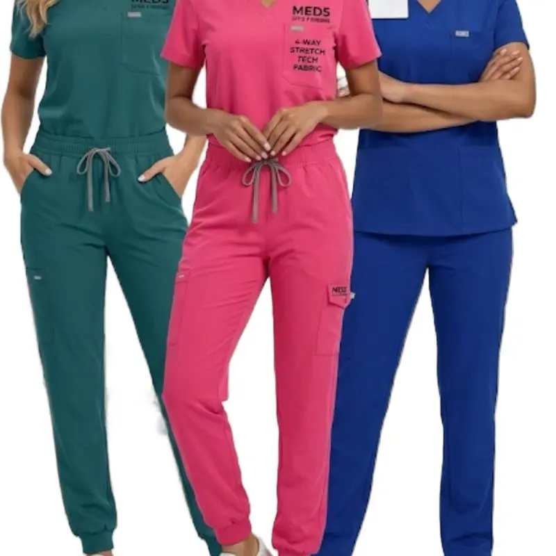 Premium Athletic Medical Scrub Sets [3-Pack Bundle] - 4-Way Stretch Tech Fabric, MED5 & Centro Professional Series