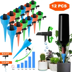 Adjustable Plant Watering Spikes with Valve (Constant-Pressure Model / 12-Pack) | Constant-Pressure Flow: Consistent Drip Rate Regardless of Water Level | Adjustable Valve: Fine-Tune Flow Speed ​​for Precise Water Control