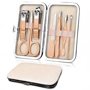 Manicure Set Professional Nail Clippers Pedicure Kit Foot File, 7 pcs Stainless Steel Nail Care Tools Grooming Kit with Luxurious Travel Leather Case for Thick Nails Men Women Gift