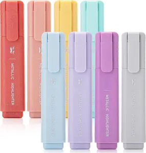 - Glitter Highlighters, 8Pack, Metallic Colors, Chisel Tip Aesthetic Highlighters, Cute Markers