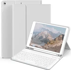 Keyboard Case for iPad 9th/8th/7th Generation 10.2 Inch (2021/2020/2019) Detachable   Keyboard, Stand Folio Keyboard Cover with Pencil Holder, Auto Sleep/Wake, Gray