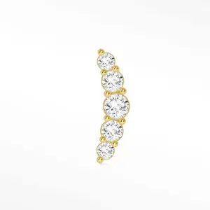 Flat Back Earrings Diamond 14K Yellow Croissant | The Wynning Studs