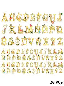 26 Piece Letter Jewelry Pendant Set A-Z Floral Style Pendants for DIY Jewelry Bracelets & Necklaces Handmade Accessories