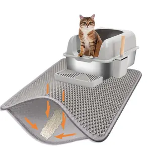 Cat Litter Mat, 24x18 Inches Large Double Layer Honeycomb Cat Litter Trapping Mat, Non Slip Waterproof Urine Proof Cat Litter Box Mat for Floor, Kitty Litter Rug, Cat Supplies