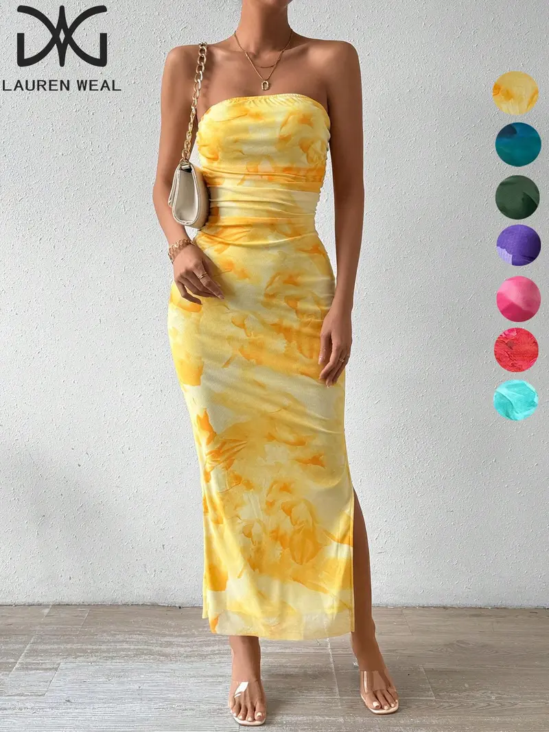 slim fit dress slacks Fashion Tube Dress Summer Solid Color Sasual Backless Slim Short Dress – JC main image 0