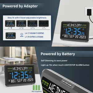 Digital Clock with Date and Day of Week - Large Calendar Clock for Seniors Elderly, Loud Alarm Clock for Bedroom Desk, Backlight Dimmer, Adjustable Volume, USB Port, Auto DST, Battery Backup Decor