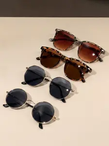 4 Pairs Metal and PC Frame Sunglasses Set, Uv400 Protection, Multiple Styles, Ideal for Daily Commute, Street Fashion, Casual Wear