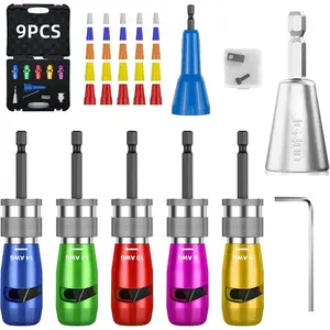 Wire Stripper Twister Tool for Drill, Upgraded Regulations Impact Wire Stripping Tool & Wire Twisting Connector for Drill 6-14 AWG, 9 in 1 Professional Electrician Tools Gift Set