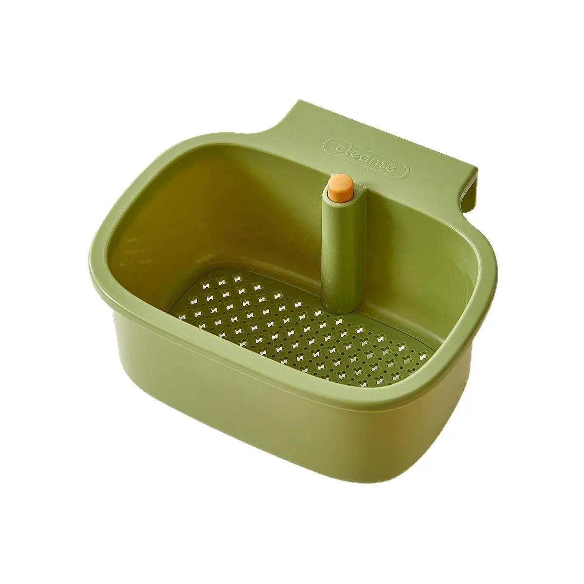 Kitchen sink filter basket - Hangable sink filter basket with one-click filter, kitchen sink food collection basket storage box, Kitchen Sink Strainer, Sink Sieve (green)