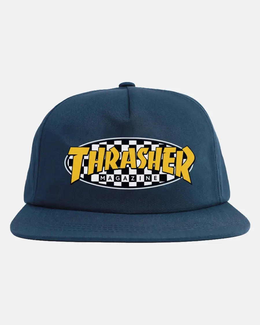 Thrasher Magazine Woven Graphic Snapback Hat with Screen Print Artwork - Fashion Accessory for Everyday Use, Baseball Cap Adjustable, Casual Hat, Cotton Blend, Center Logo, Unisex Fit, Polyester, Standard Fit