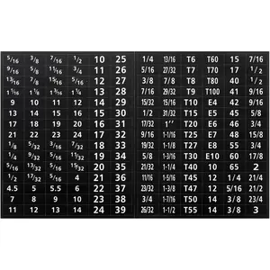 Tool Box Labels, 4 Set 180 Toolbox Decals Wrench Socket Size Stickers for Socket Sets Tools Labeling Organization, Black