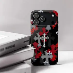 Case and Tough Phone case Luxury Chrome Hearts Cross Cover Black & Red Chrome Heart Phone Case