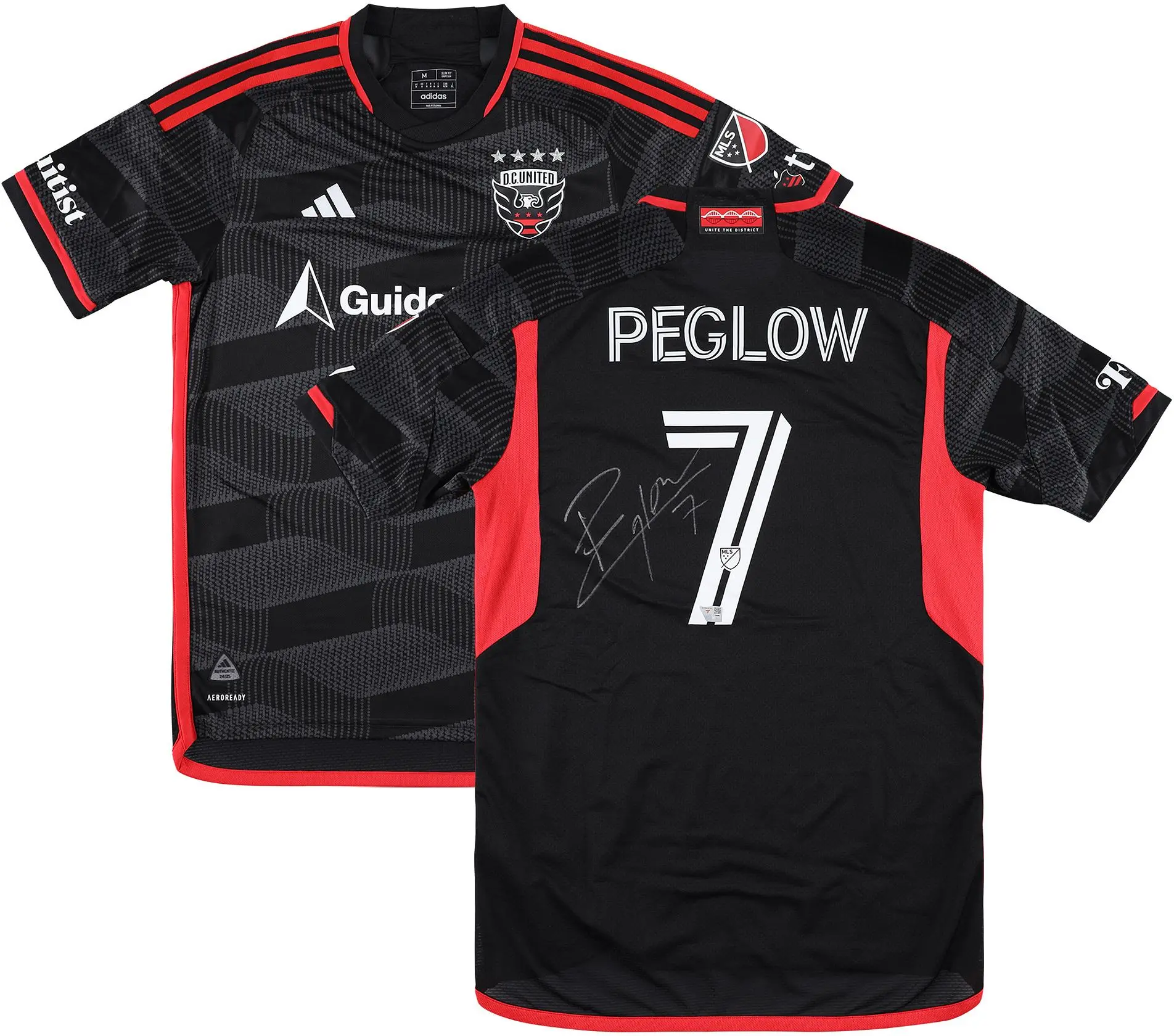 Joao Peglow D.C. United Autographed Match-Used #7 Black Jersey from the 2025 MLS Season - Size M - Fanatics Authentic Certified - Soccer Memorabilia