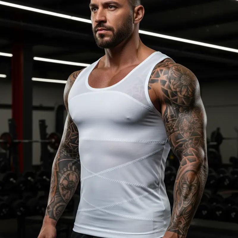 Men’s Seamless Compression Athletic Apparel Sleeveless Sports Vest - High Elastic Activewear Base Layer Undershirt with Core Support for Gym, Everyday Wear