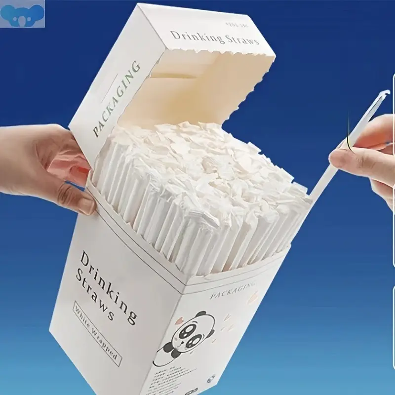 300pcs Reusable Plastic Drinking Straws, Bubble Tea Straws with Paper Packaging - Perfect for Parties, Ice Shakes, Home Bar Accessories and Cocktail Accessories