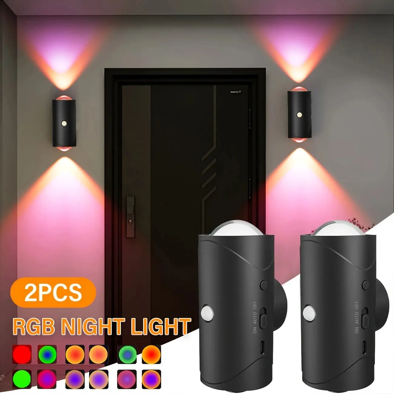 LED Dual-Head Motion Sensor Wall Light, USB Powered RGB Sunset Projection Lamp, Easy Installation, Ideal for home & party decor, birthday & Christmas gifts, Scene Atmosphere Lights