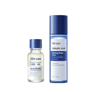 Dr.Leo Clear Pores & Rapid Pimple Relief Set: Salicylic Acne Buster Drying Lotion Plus 20ml + Salicylic Acid Refining Pores Toner 80ml for Acne-prone Skin & Sensitive Skin #Summervibes