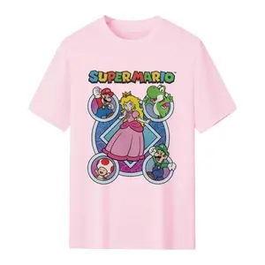 WARNER.BROS Super Mario Princess Peach Friends T-Shirt Officially Licensed Casual Top for Fans Comfortable Fit Authentic Merchandise