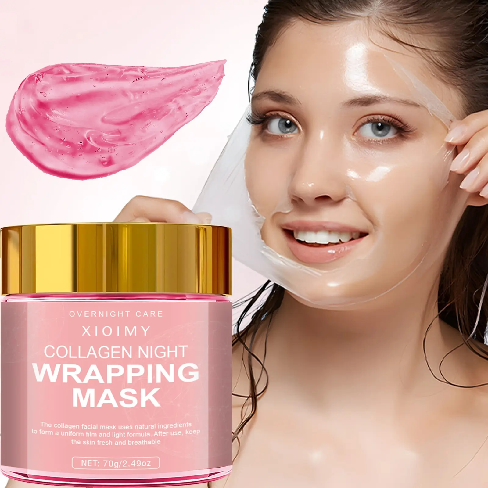 70g Collagen Biotin Day & Night Mask Balm, Peel Off Mask, Gentle Hydrating Moisturizing Rich Collagen Essence, Protects Light Skin Tone, Moisturizes and Smooths, Adds Vitality and Radiance, Moisture