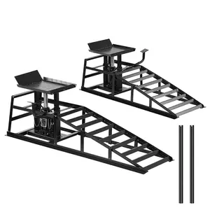 2 PCS Hydraulic Car Ramps with Wheels, 10000LBS 5T Heavy Duty Car Ramp with Hydraulic Jack, Portable Car Lifts for Oil Changes for Home Garage, 9"-14.2" Lifts, Black