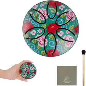 Mini Steel Tongue Drum - 3 Inch 6 Note Outdoor Garden Rain Drum Hand Pan Drum with Mallet &  Book,   for Family and  (Green)
