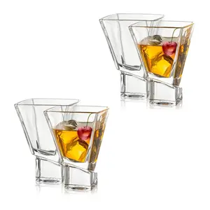 JoyJolt Set of (4) 8oz Carre Square Heavy Base Martini Glasses