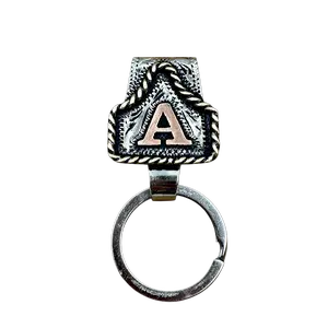 Handmade Cow Tag Belt Key Holder with Copper Initial. Custom Made. Texas-Based. Fashion Jewelry Accessories