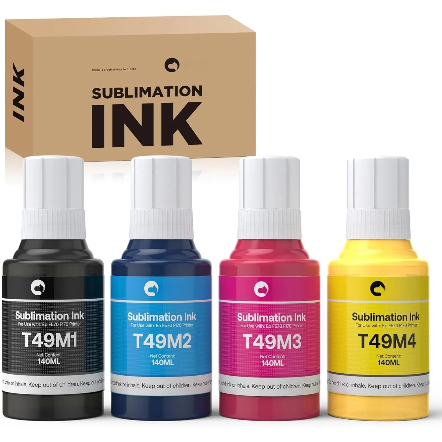 560ML T49M Sublimation Ink for Epson Surecolor F170 F570 Sublimation Printer(T49M1 T49M2 T49M3 T49M4 Autofill/ICC-Free/Anti-UV)