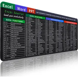 Excel Cheat Sheet Desk Pad, 31.5" x 11.8" Large Shortcuts  Pad, Excel//Power Point  Mat, Non-Slip Keyboard Shortcut and XL Gaming Desk Mat for Office