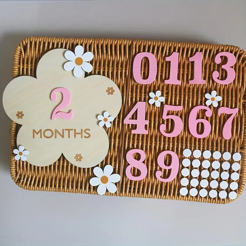 Wooden Milestone Card Set and Birthday Sign, Photo Props for Newborn Monthly Milestone Birthdays, Home Decor Supplies, Decorations Supplies, Decoration Items