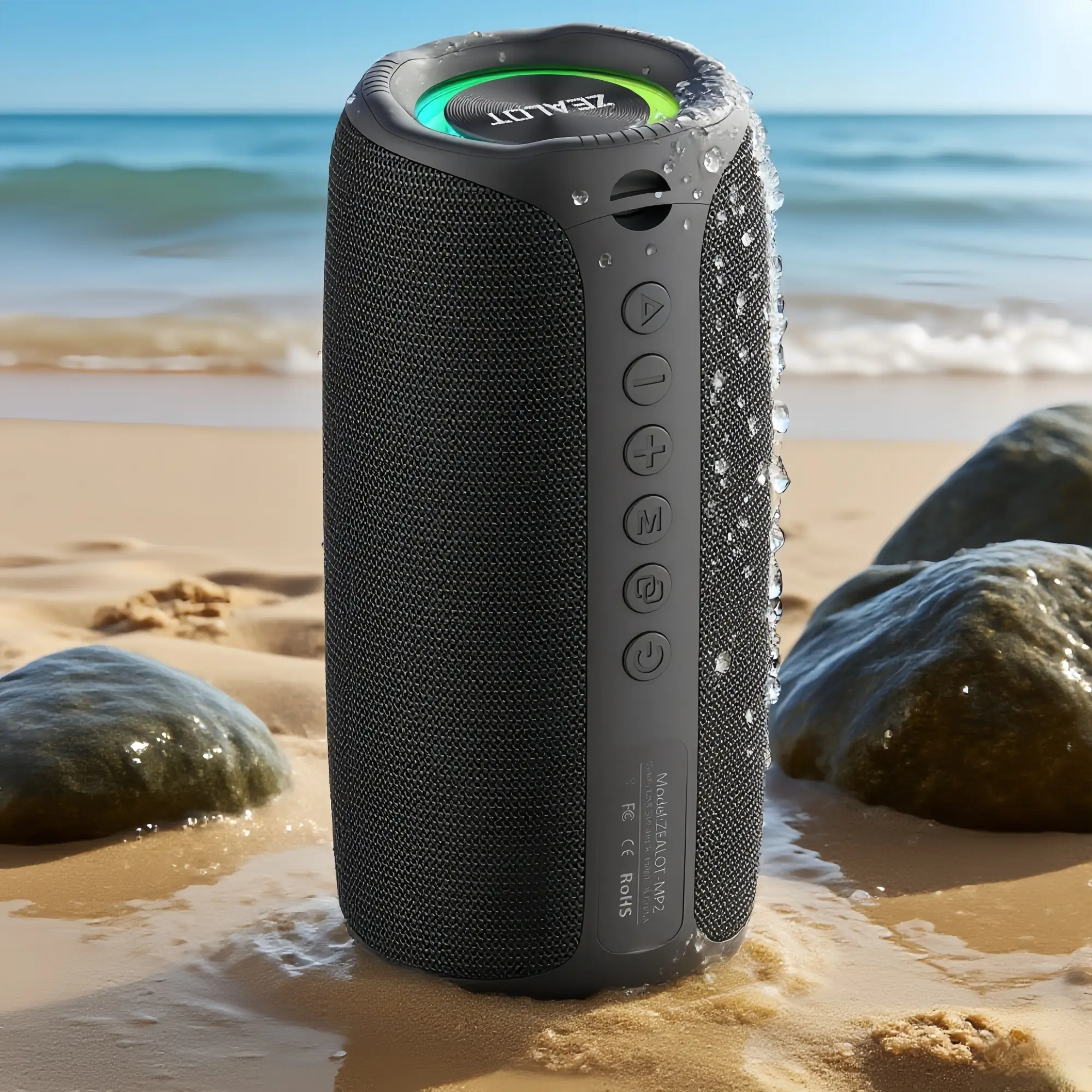 ZEALOT Outdoor Portable Bluetooth Speaker - 20W High Power & Loud Volume, 3600mAh Long Battery Life, Dual Bass Diaphragms, RGB Light Effects, IPX5 Waterproof, Bluetooth 5.4, Supports TF Card/USB/AUX - Ideal for Home, Outdoor, Camping, Hiking, Beach, Pool