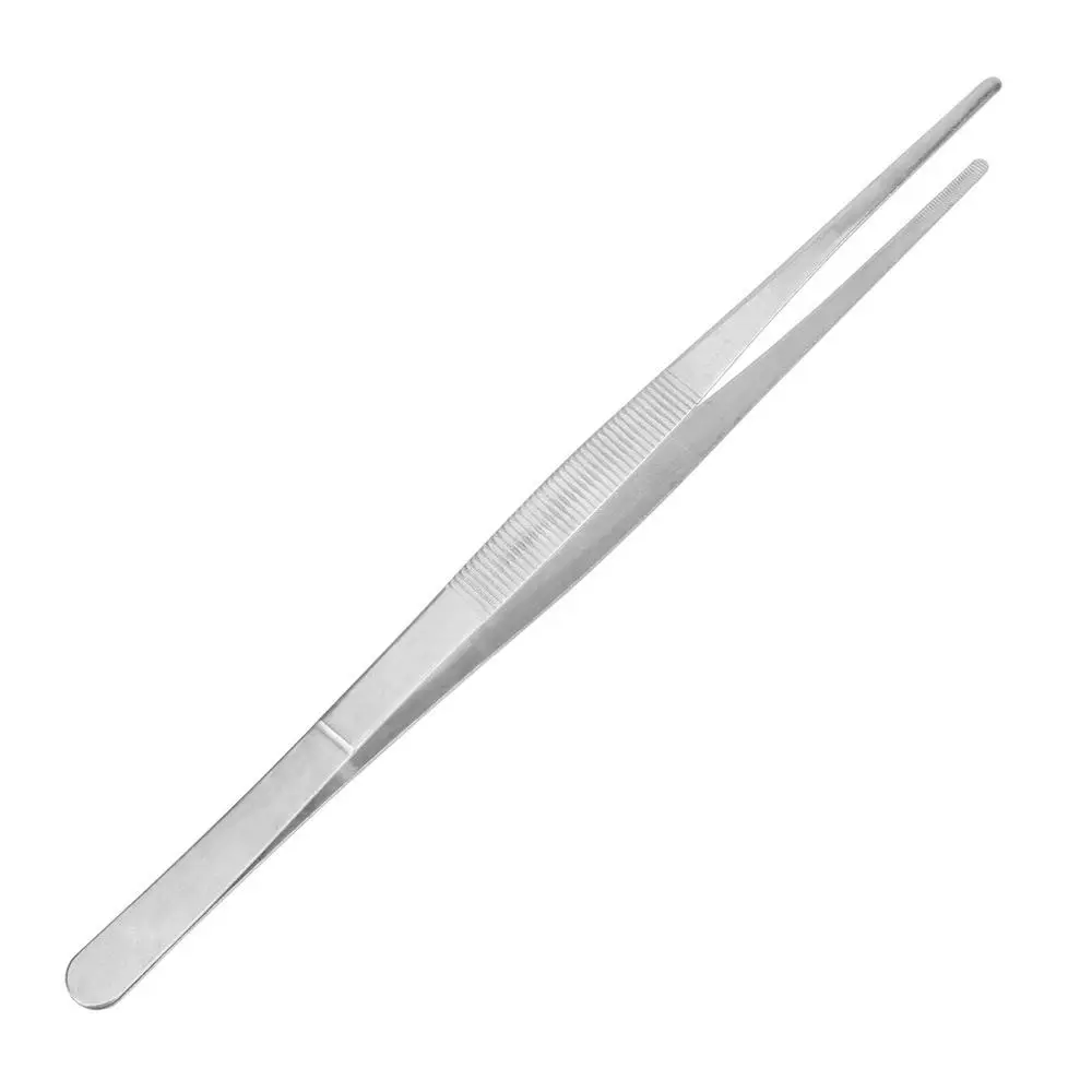 Toothed Tweezer, 1 Count Universal Long Barbecue Food Tong Straight Tweezer, Multi-function Home Medical Garden Kitchen BBQ Tool