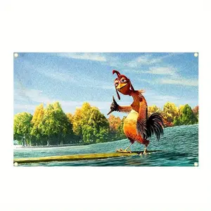 Chicken Fishing Pattern Tapestry, Funny Flag Banner, Party Supplies, Hanging Poster for College Room Man Cave, Home Decor, Welcome Backdrop, Wall Hanging Tapestry