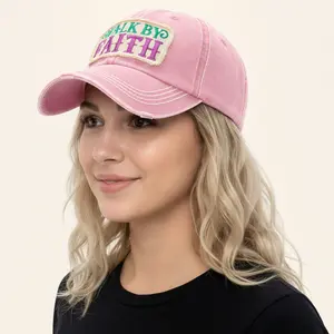 WALK BY FAITH Message Patch Vintage Baseball Cap - 100% Cotton, Adjustable, Classic Style, Inspiring Statement, Perfect for Everyday & Outdoor Use