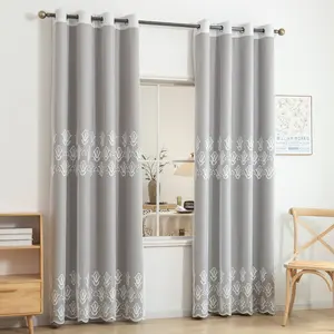 4 Piece Embroidered Jacquard Curtains, Modern Simple Light Blocking Sunscreen Shades, Ideal for Living Room Bedroom Room Decor