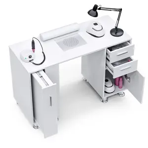 Manicure Table, Nail Tech Desk with Dust Collector, Acetone Resistant Nail Table Station with 4 Dust Bags & Wrist Rest