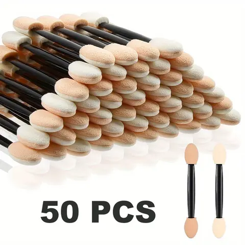 50pcs Eyeshadow Brush Set, Short Sponge Applicators for Smooth Makeup Application, Ideal for Beginners & Professionals, Soft Makeup Brushes, Cosmetic Brush Set, Brush Kit, Makeup Brush Sets, Makeup Tool