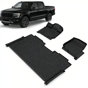 Pickup Floor Mats Liners for 2015-2026 Ford F-150 F150 1st & 2 Rows TPE Material Durable Flexible Custom Fit All Weather Protection Eco-Friendly